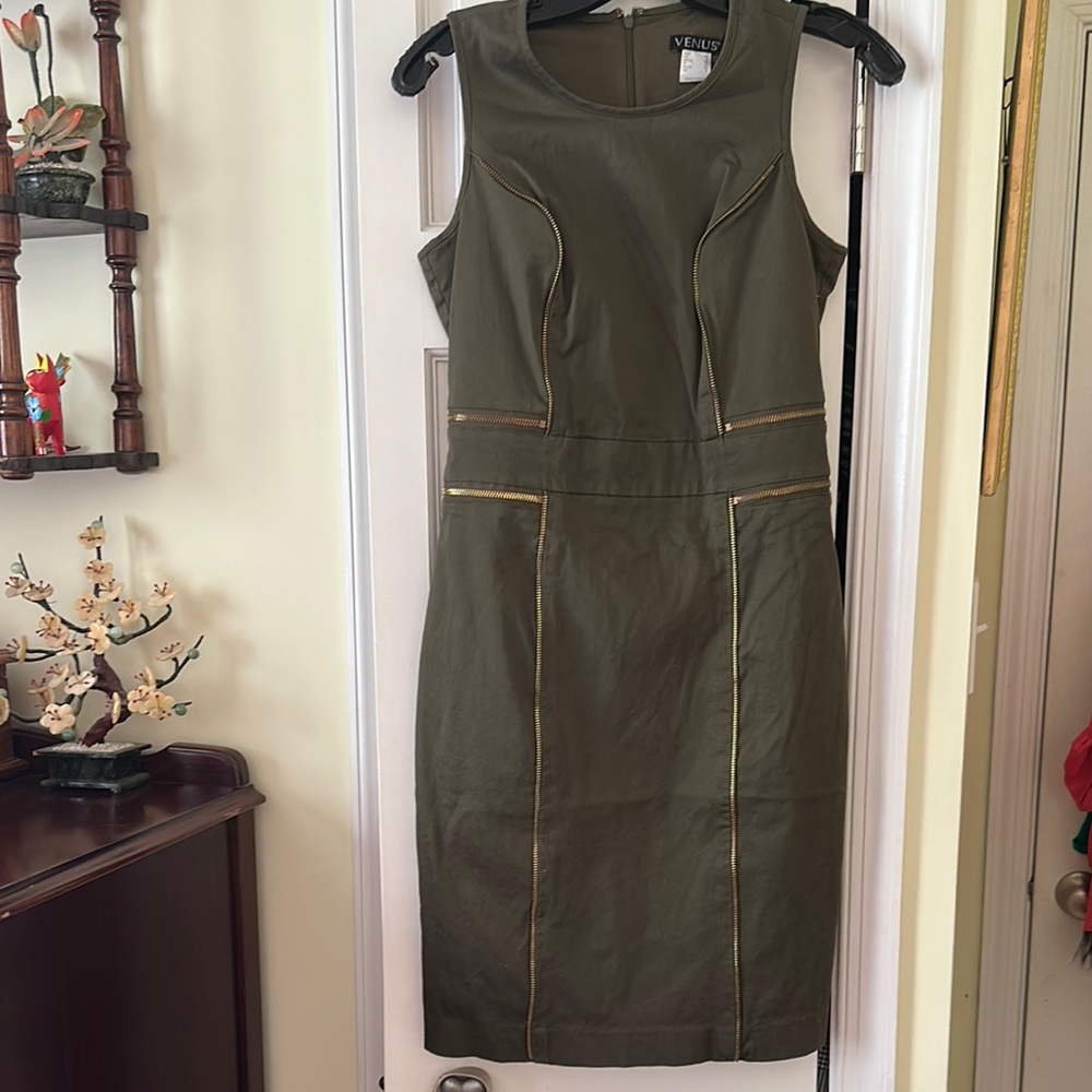 Venus Olive Green Sleeveless Dress